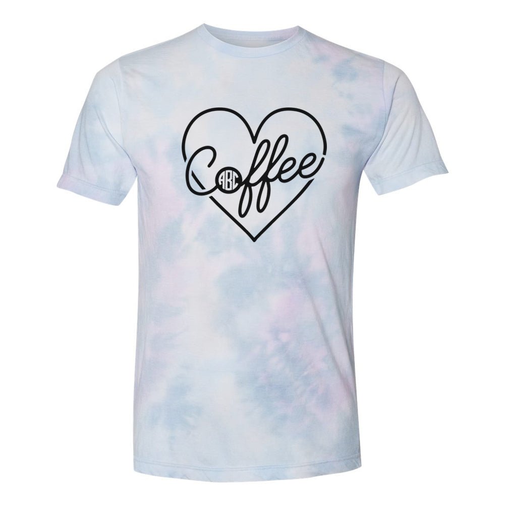 Monogrammed 'Coffee Heart' Tie Dye T-Shirt - United Monograms