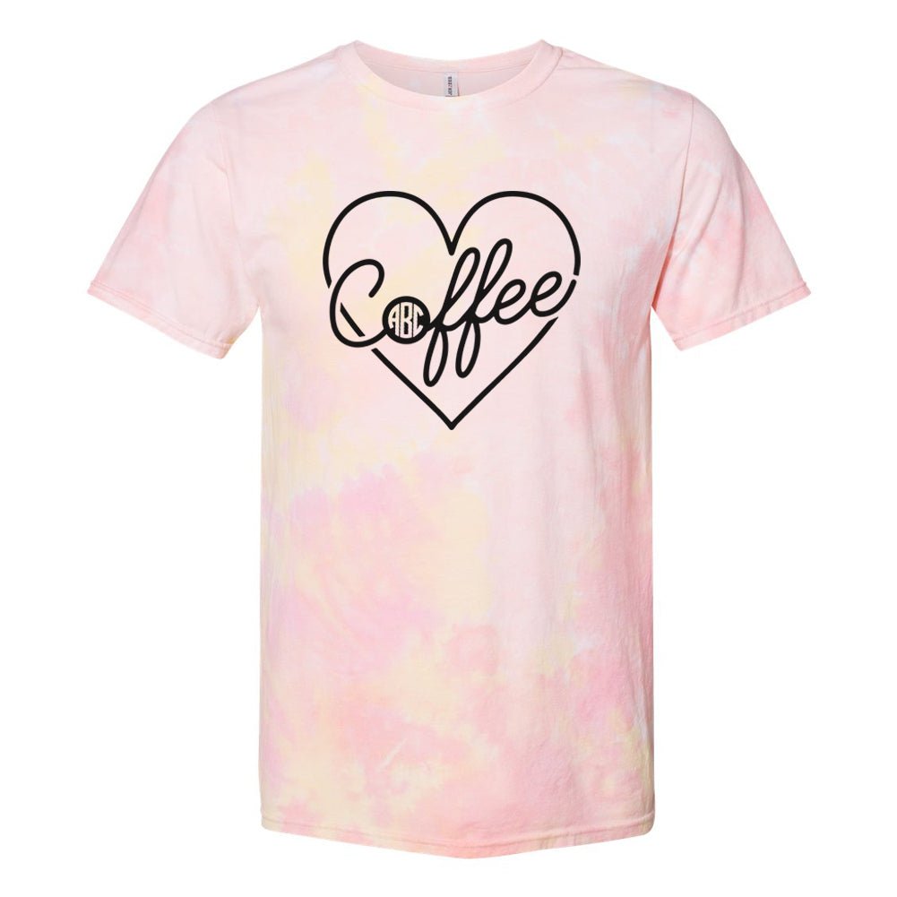 Monogrammed 'Coffee Heart' Tie Dye T-Shirt - United Monograms