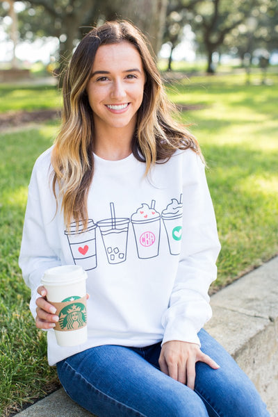 Monogrammed 'Coffee Lover' Crewneck Sweatshirt - United Monograms