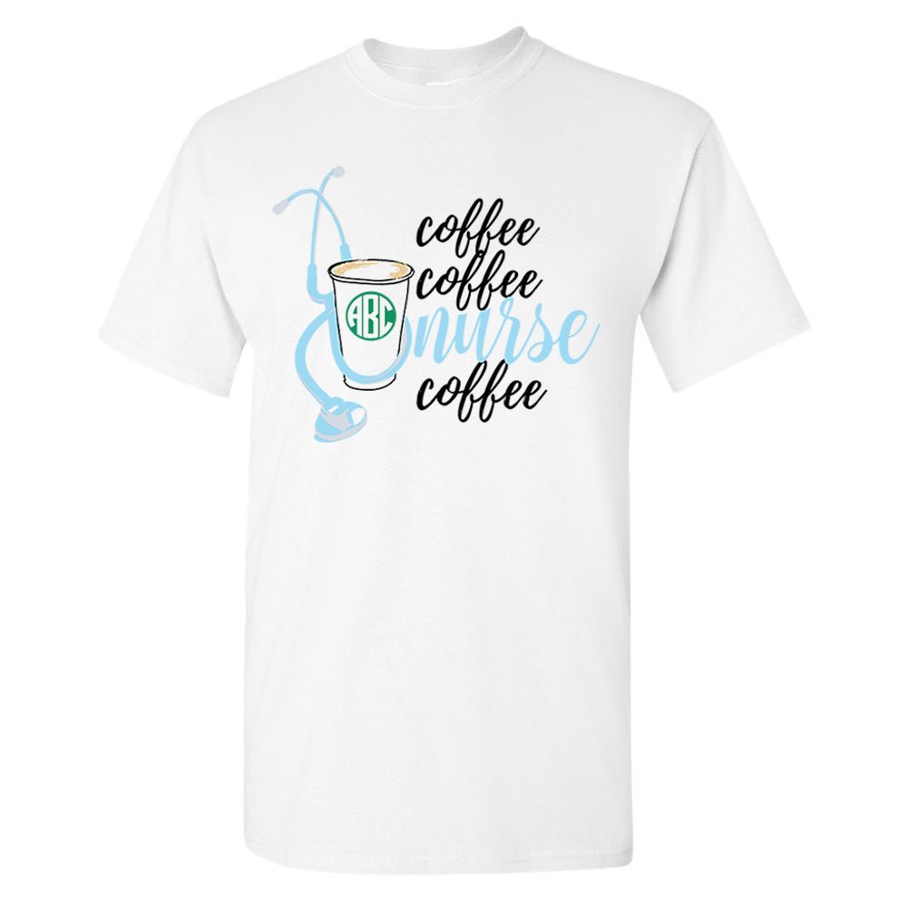 Monogrammed 'Coffee & Nurse' Basic T-Shirt - United Monograms
