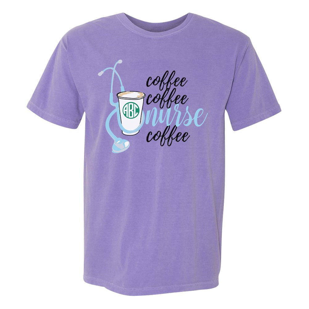 Monogrammed 'Coffee & Nurse' T-Shirt - United Monograms