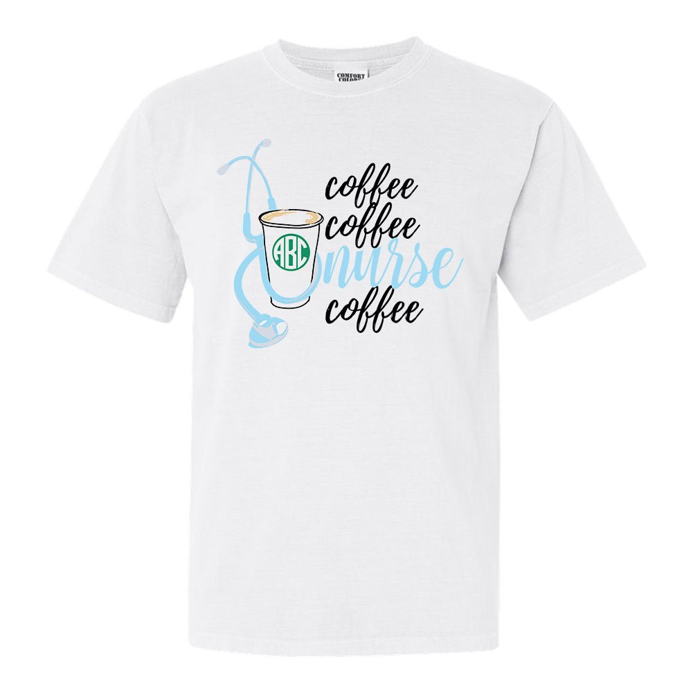 Monogrammed 'Coffee & Nurse' T-Shirt - United Monograms