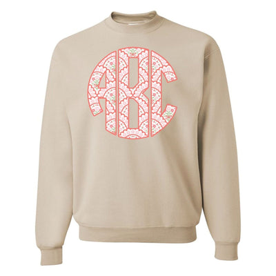 Monogrammed ‘Coquette Floral Patterns’ Big Print Crewneck Sweatshirt - United Monograms