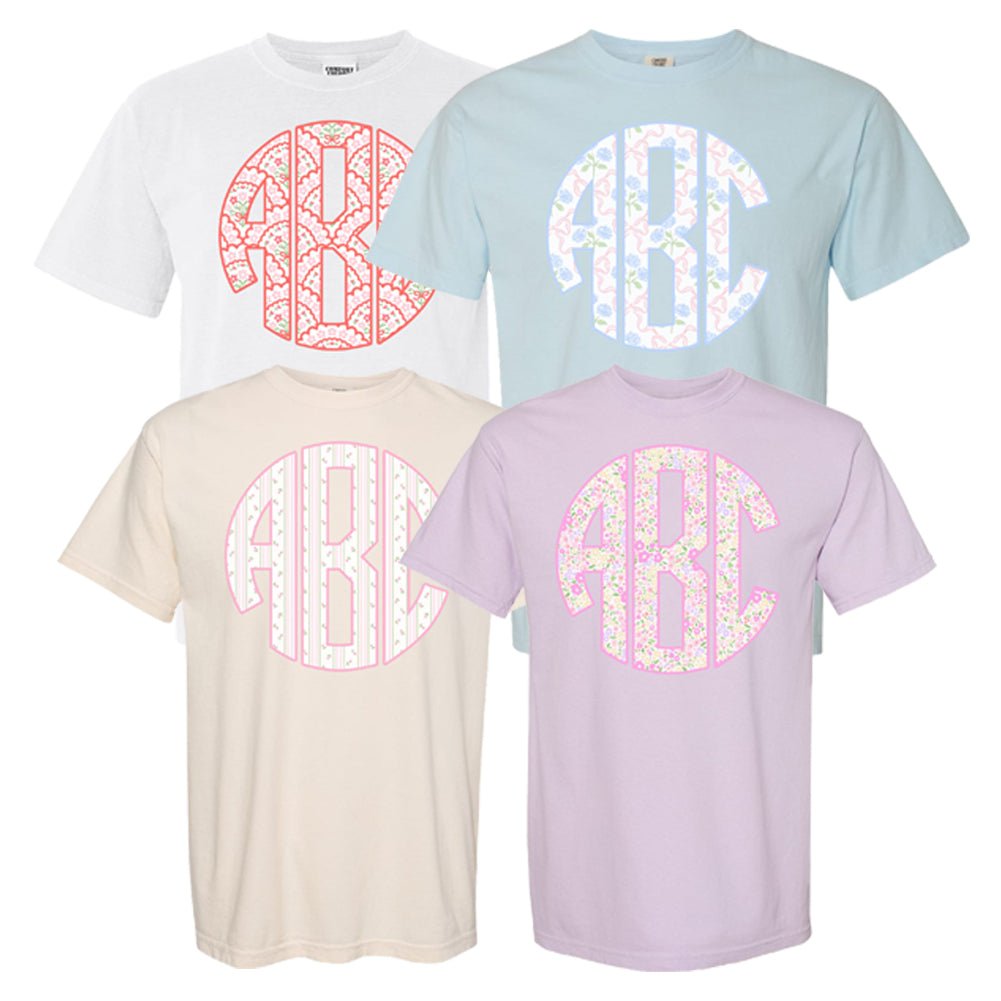 Monogrammed ‘Coquette Floral Patterns’ Big Print T-Shirt - United Monograms