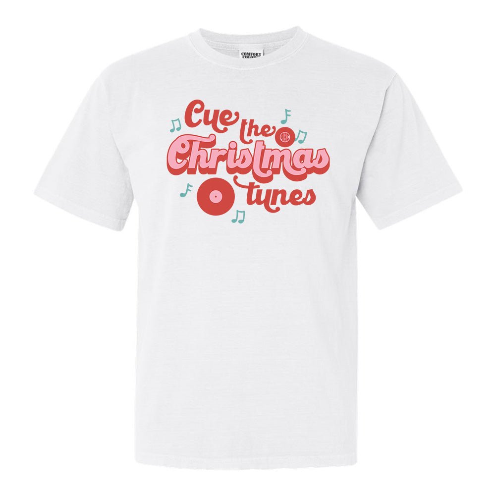 Monogrammed 'Cue the Christmas Music' T-Shirt - United Monograms