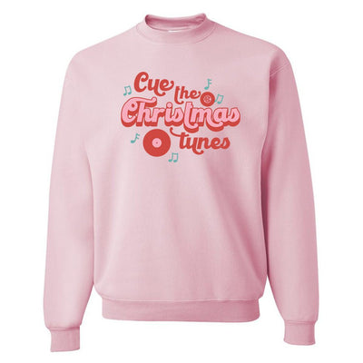 Monogrammed 'Cue The Christmas Tunes' Crewneck Sweatshirt - United Monograms