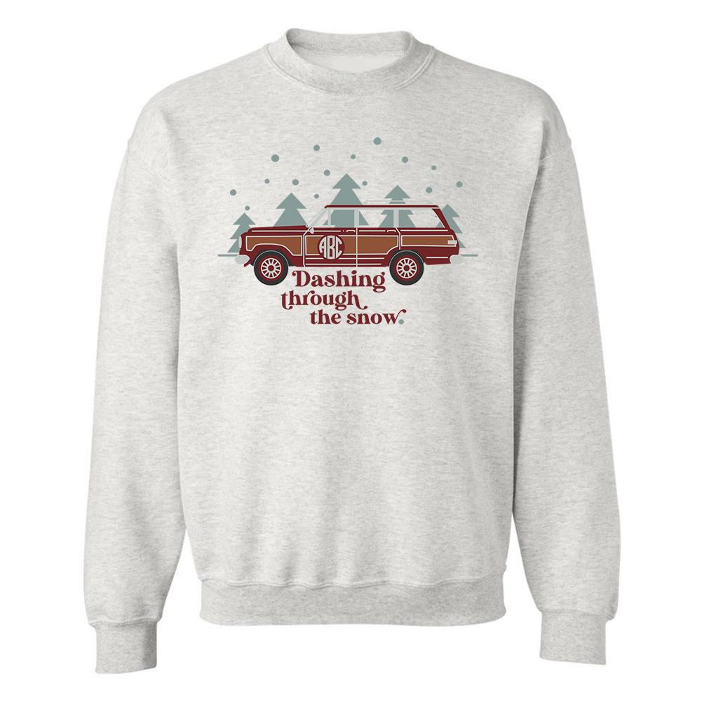 Monogrammed 'Dashing Through The Snow' Crewneck Sweatshirt - United Monograms