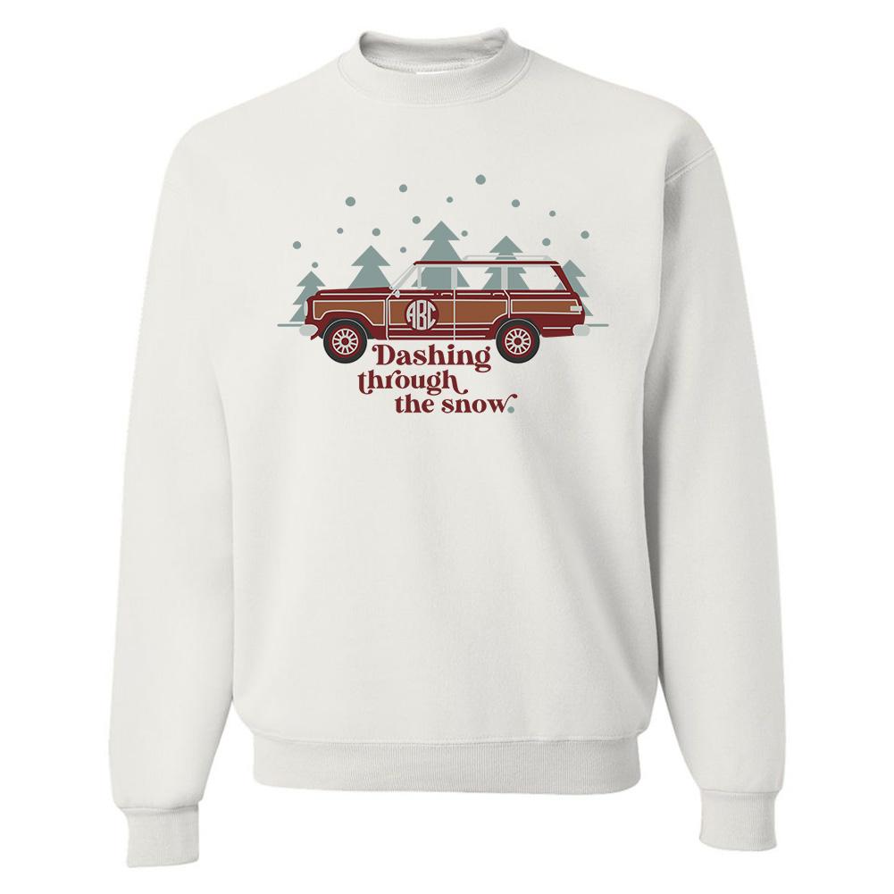 Monogrammed 'Dashing Through The Snow' Crewneck Sweatshirt - United Monograms