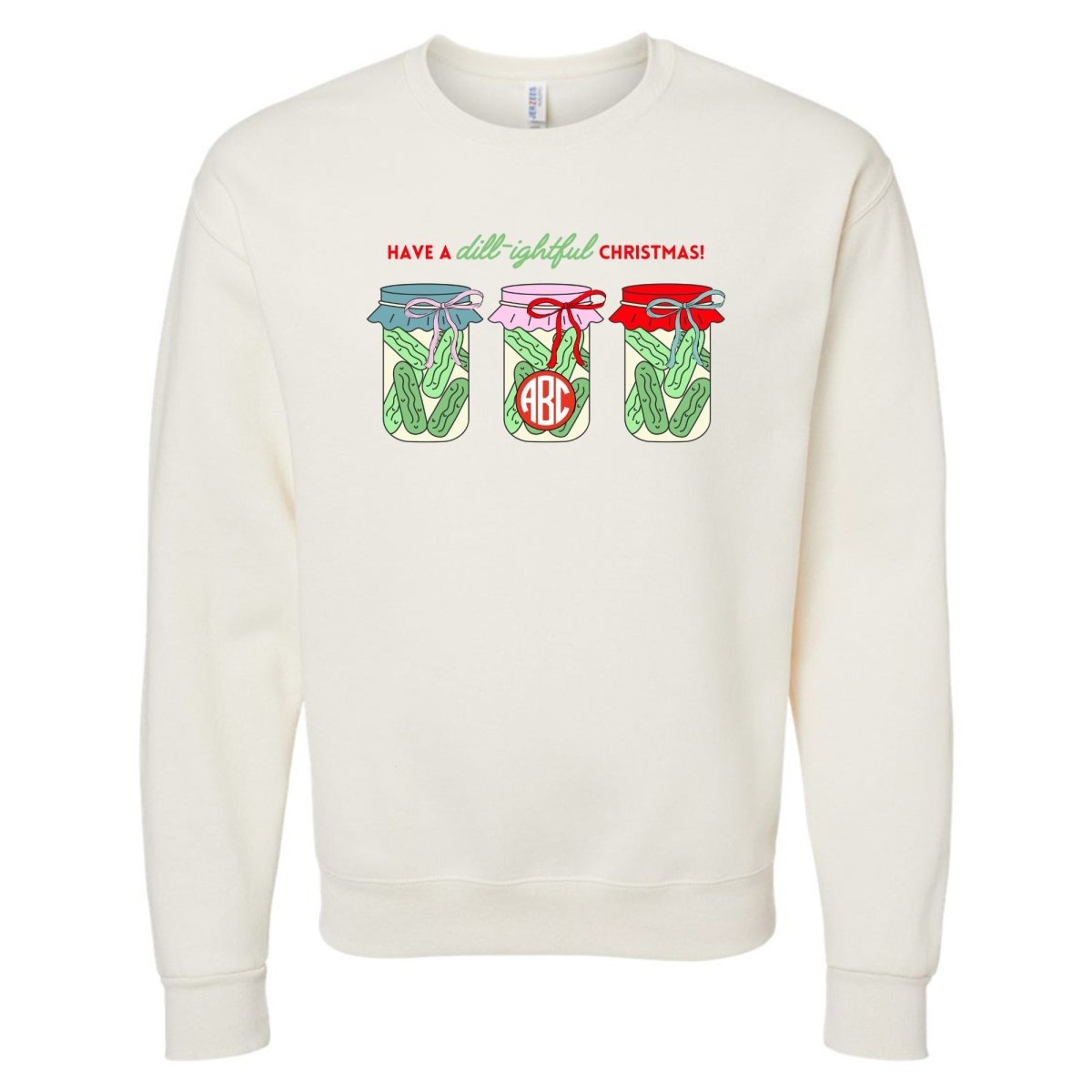 Monogrammed 'Dill - ightful Christmas Pickles' Crewneck Sweatshirt - United Monograms