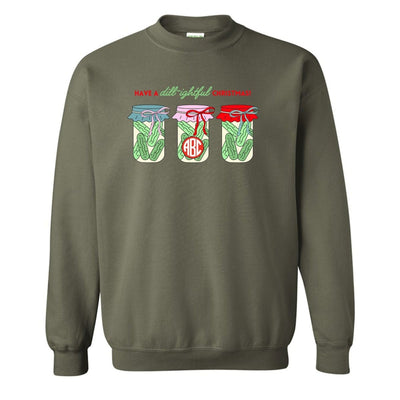 Monogrammed 'Dill - ightful Christmas Pickles' Crewneck Sweatshirt - United Monograms