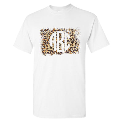 Monogrammed 'Distressed Leopard' Basic T-Shirt - United Monograms