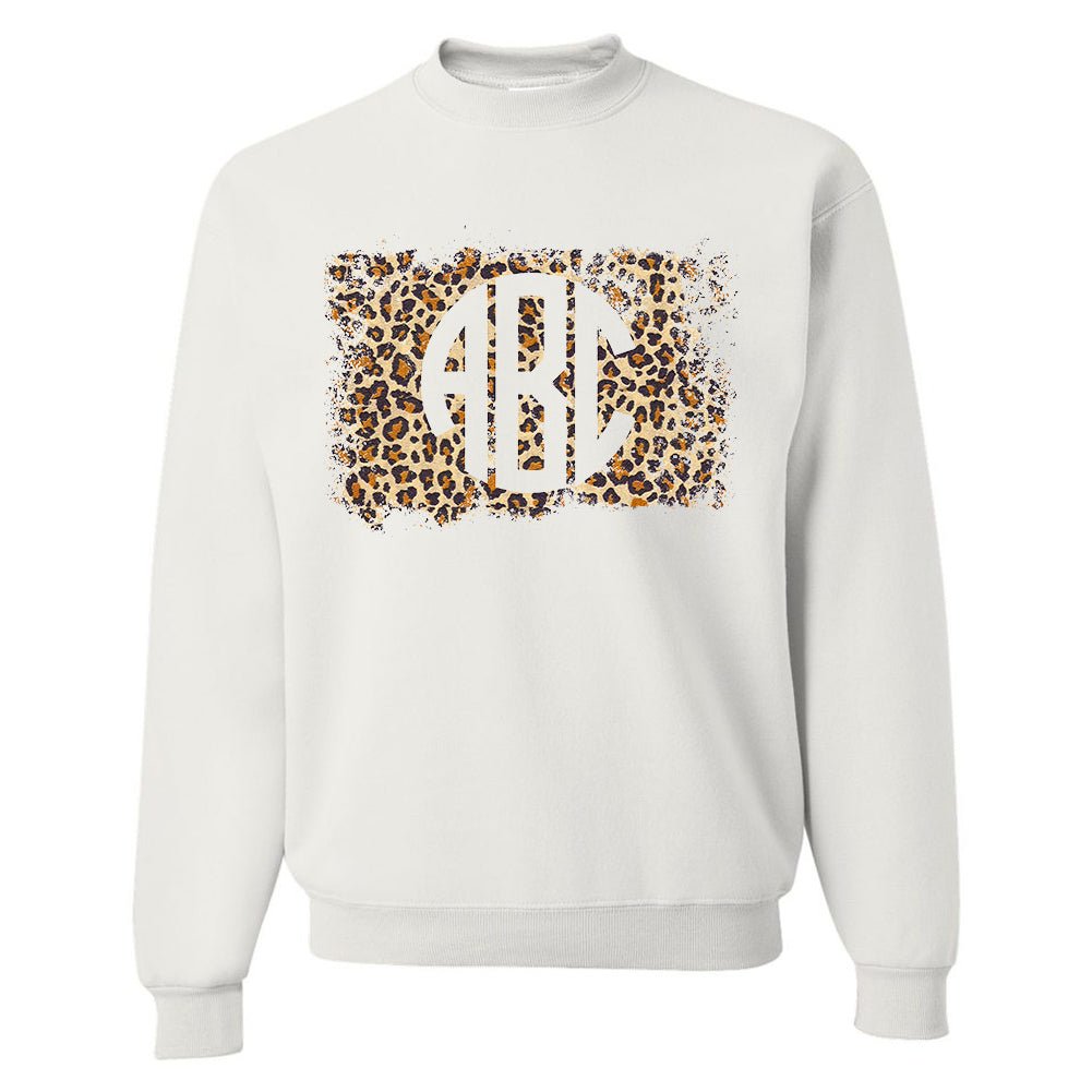 Monogrammed 'Distressed Leopard' Crewneck Sweatshirt - United Monograms