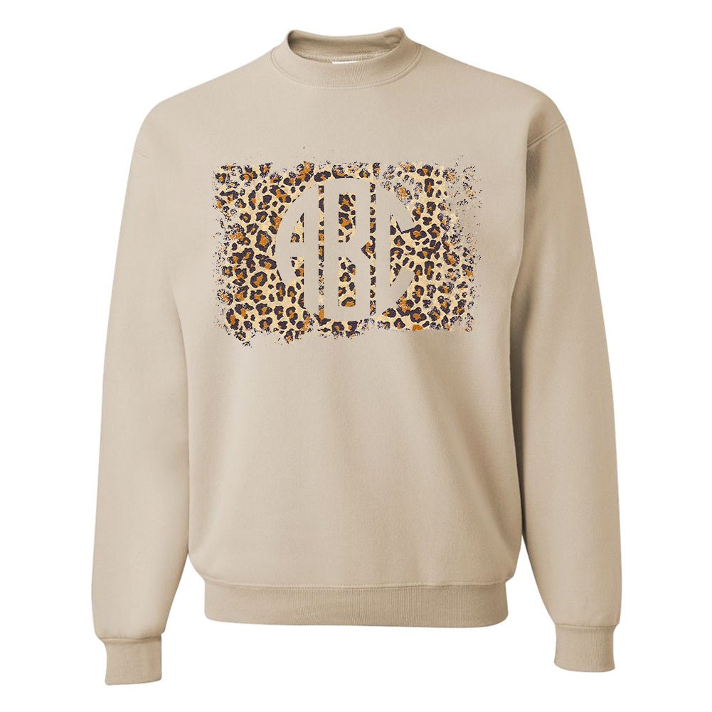 Monogrammed 'Distressed Leopard' Crewneck Sweatshirt - United Monograms