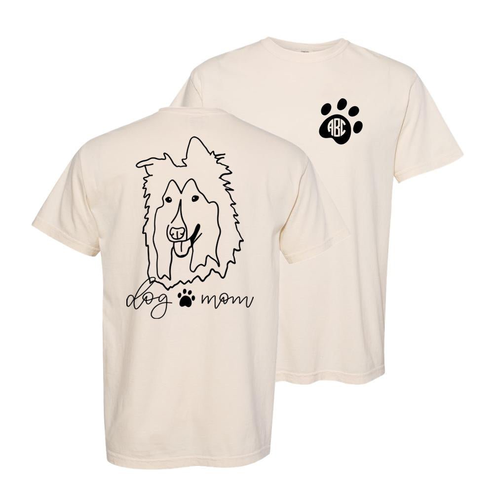 Monogrammed 'Dog Mom' Front & Back Comfort Colors T-Shirt - United Monograms