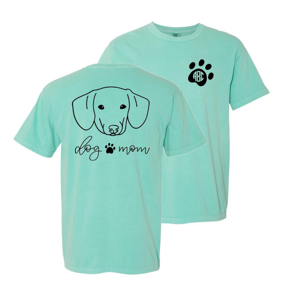 Monogrammed 'Dog Mom' Front & Back Comfort Colors T-Shirt - United Monograms