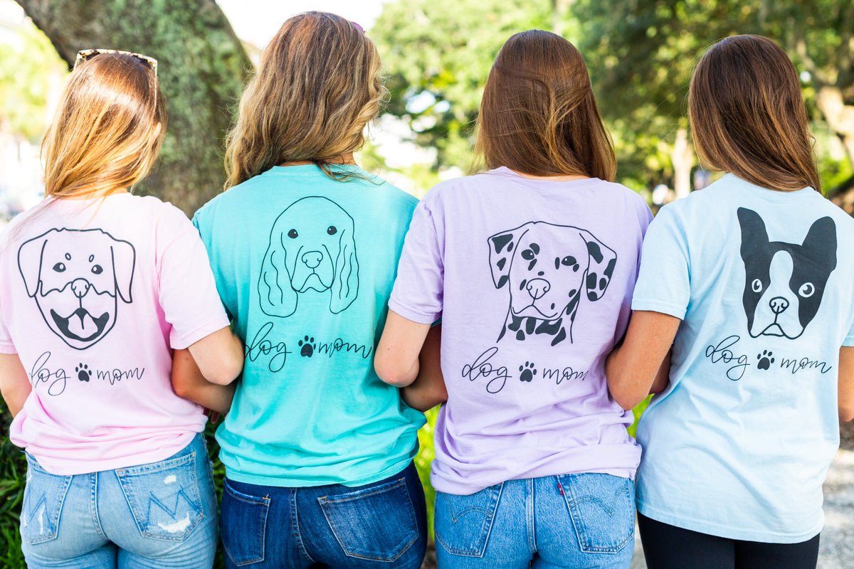 Monogrammed 'Dog Mom' Front & Back Comfort Colors T-Shirt - United Monograms