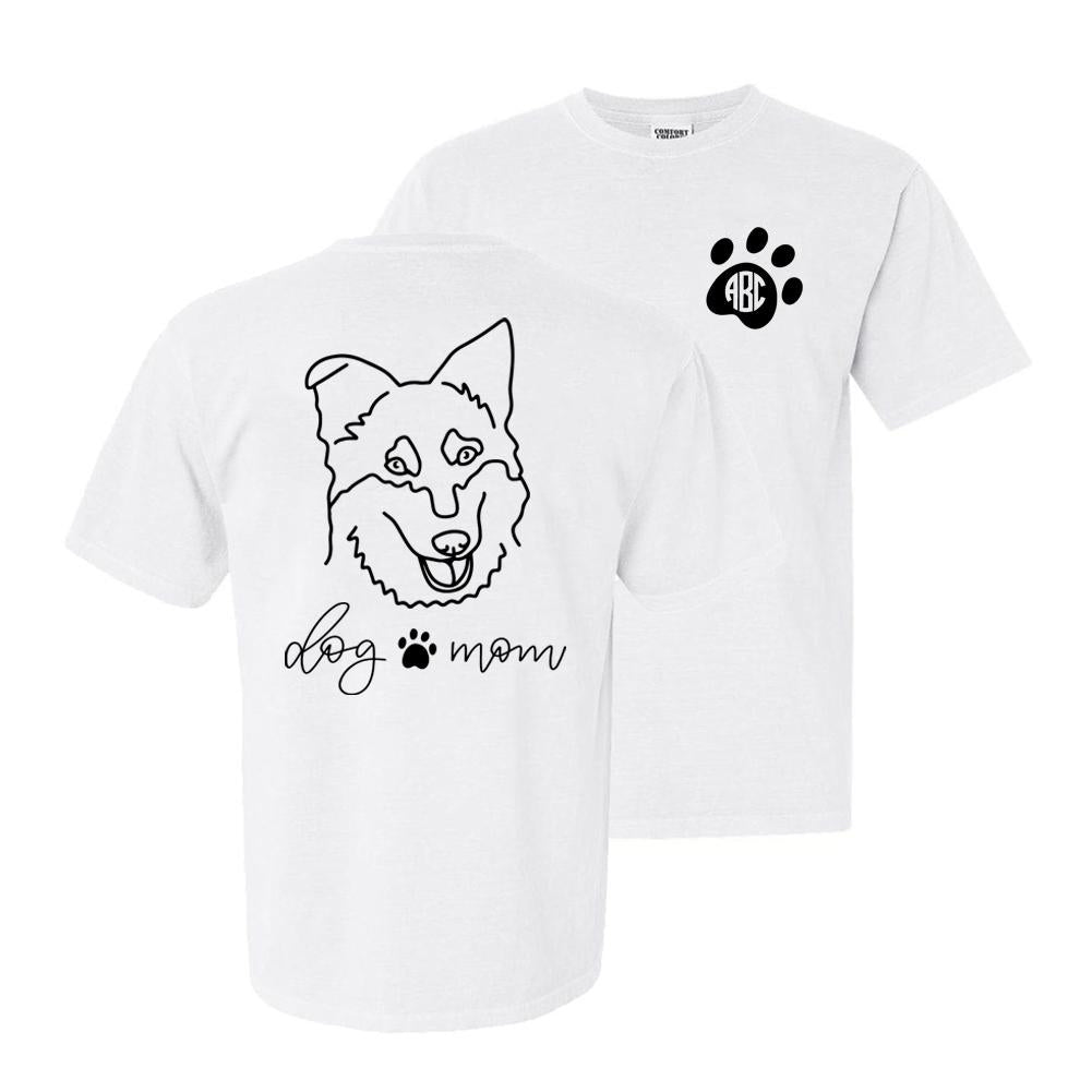 Monogrammed 'Dog Mom' Front & Back Comfort Colors T-Shirt - United Monograms