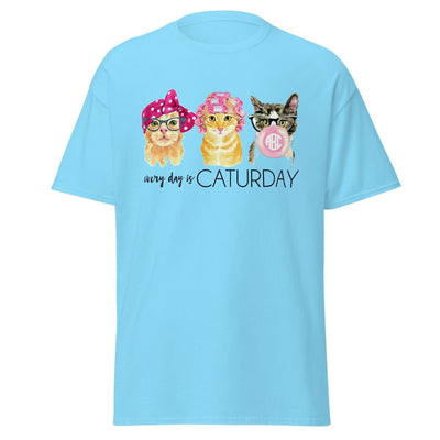 Monogrammed 'Every Day Is Caturday' Basic T-Shirt - United Monograms