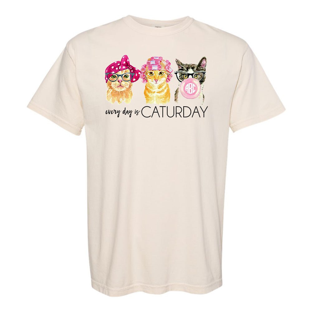 Monogrammed 'Every Day is Caturday' T-Shirt - United Monograms