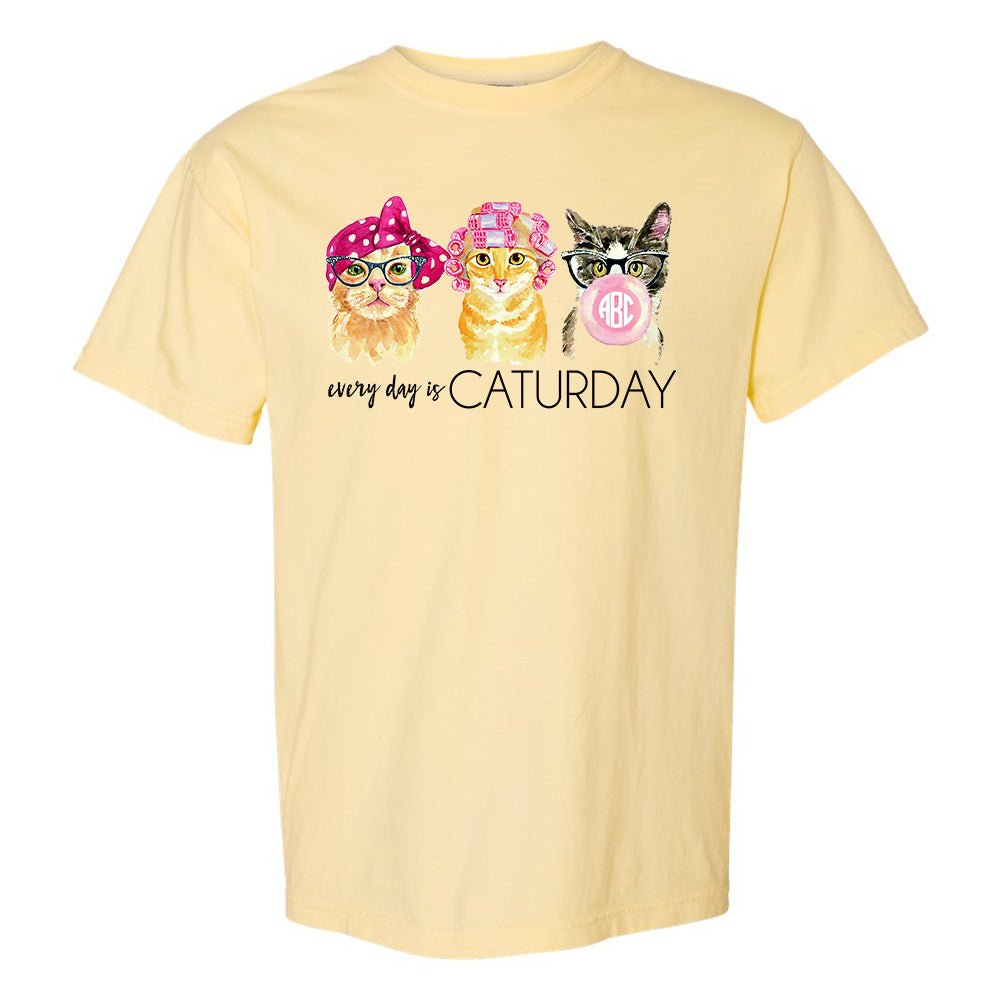 Monogrammed 'Every Day is Caturday' T-Shirt - United Monograms