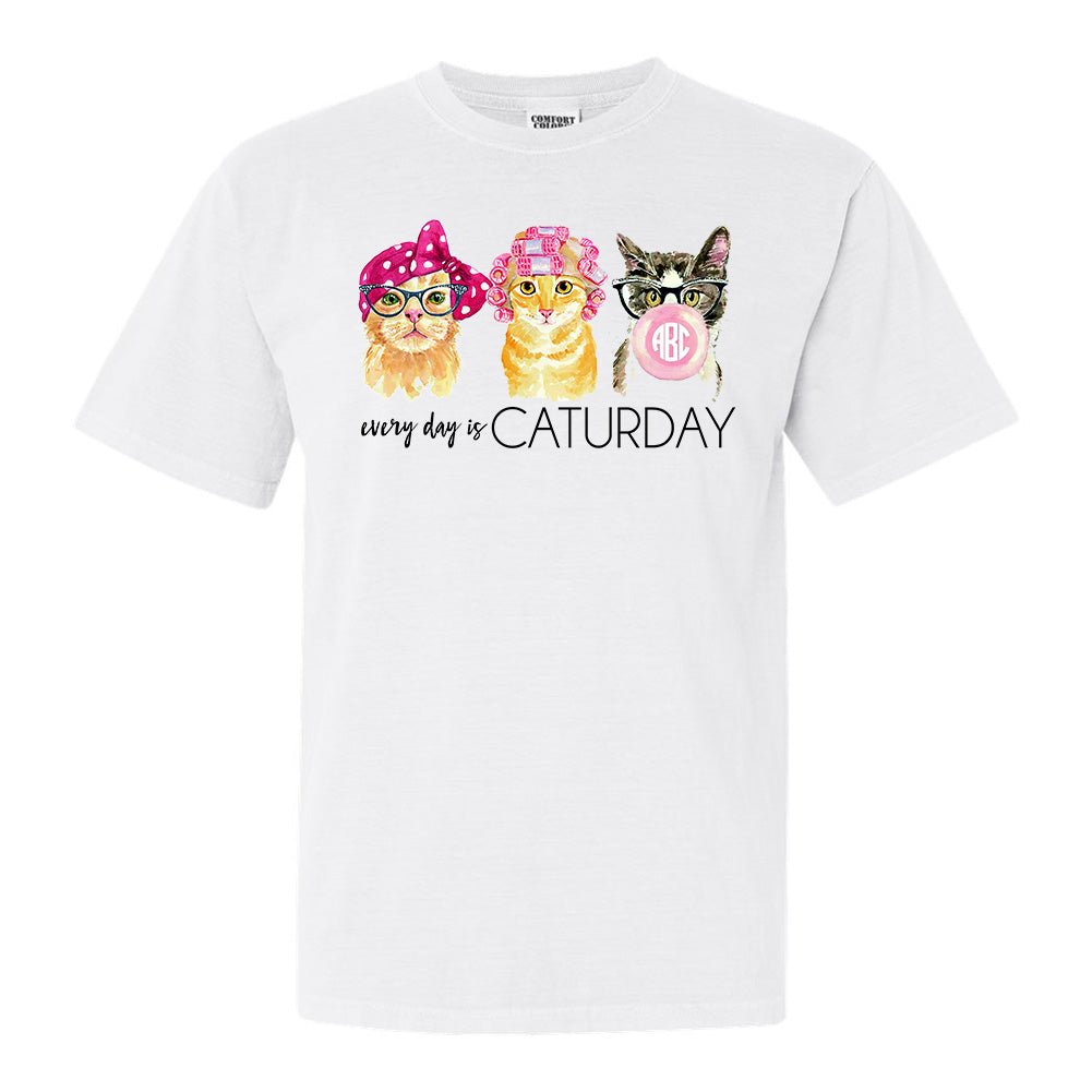 Monogrammed 'Every Day is Caturday' T-Shirt - United Monograms