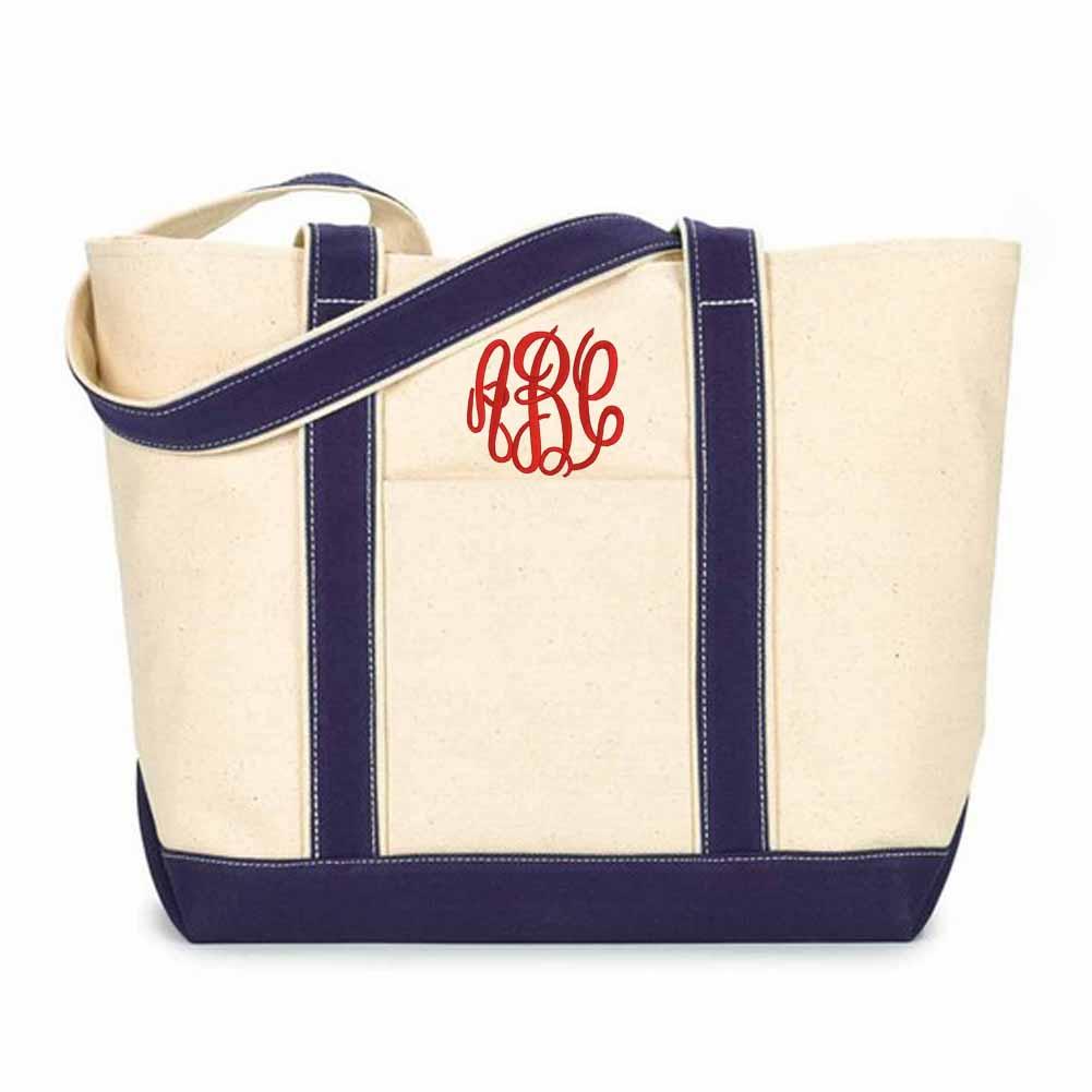 Monogrammed Extra Large Canvas Boat Tote - United Monograms