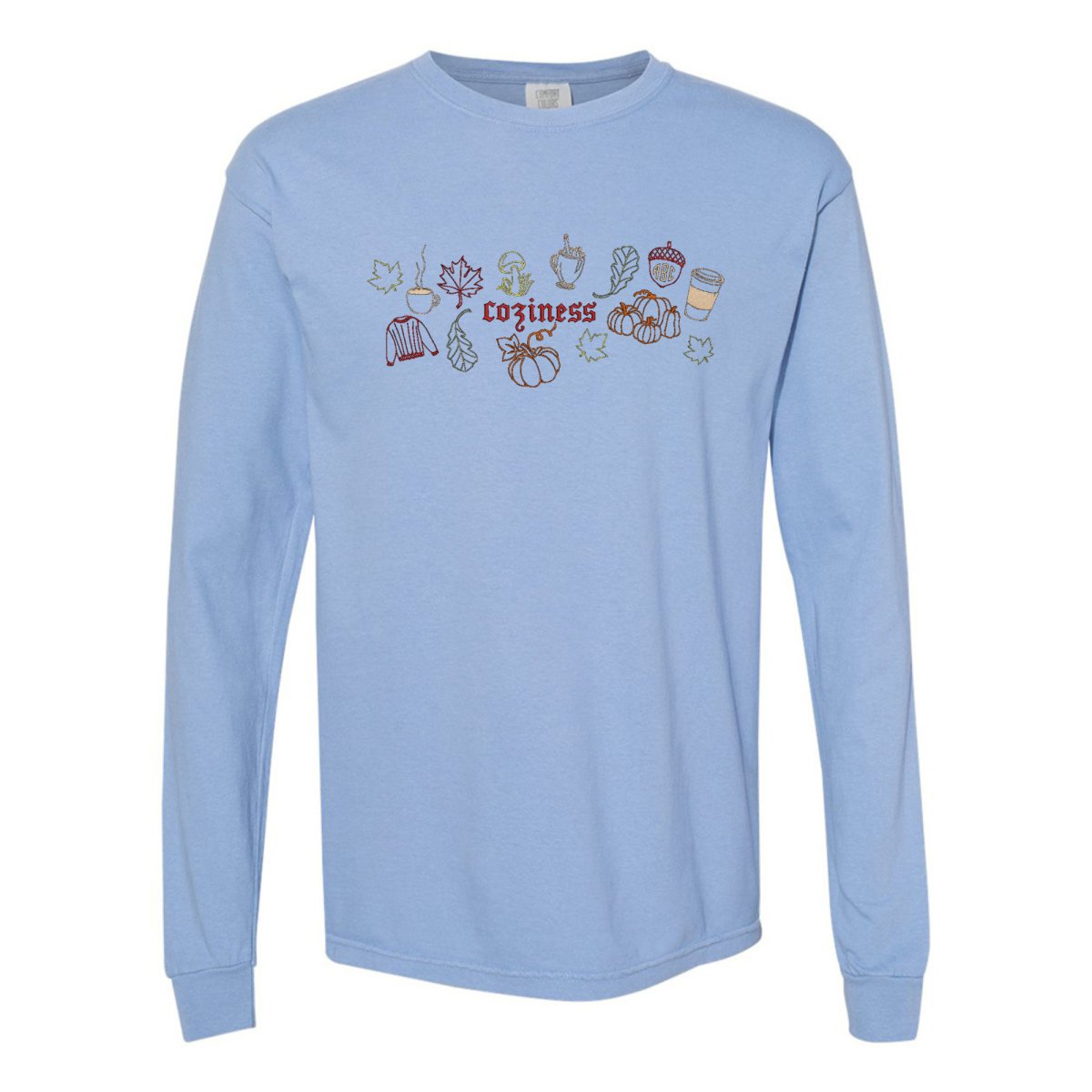 Monogrammed 'Fall Coziness' Embroidered Long Sleeve - United Monograms