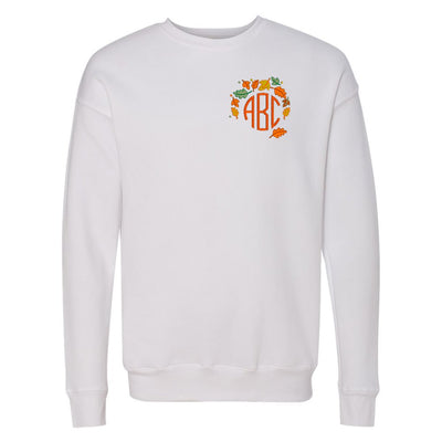 Monogrammed Fall Leaves Premium Crewneck Sweatshirt - United Monograms