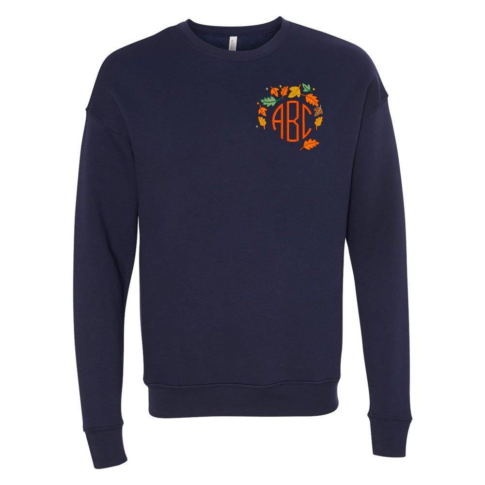 Monogrammed Fall Leaves Premium Crewneck Sweatshirt - United Monograms