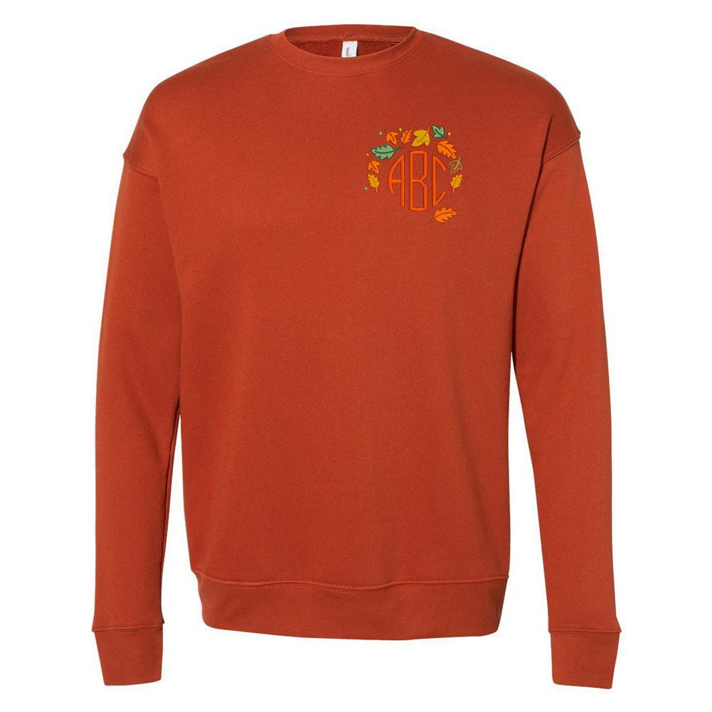 Monogrammed Fall Leaves Premium Crewneck Sweatshirt - United Monograms