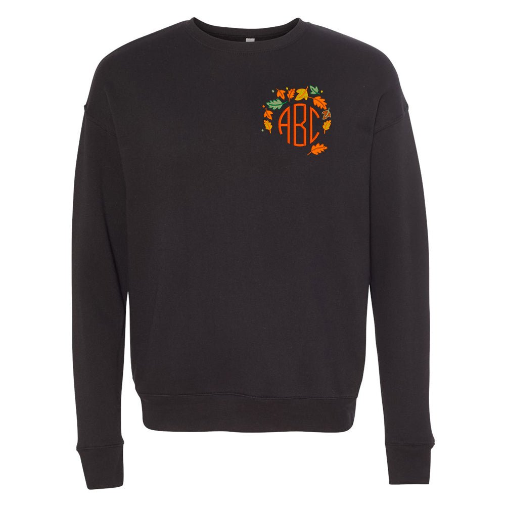 Monogrammed Fall Leaves Premium Crewneck Sweatshirt - United Monograms