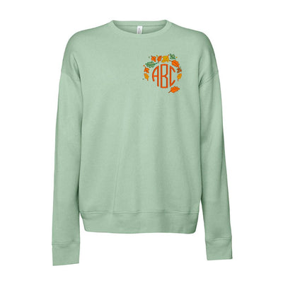 Monogrammed Fall Leaves Premium Crewneck Sweatshirt - United Monograms