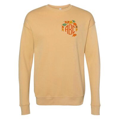 Monogrammed Fall Leaves Premium Crewneck Sweatshirt - United Monograms