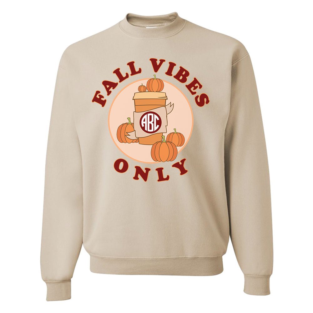 Monogrammed 'Fall Vibes Only' Crewneck Sweatshirt - United Monograms