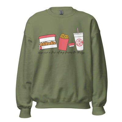 Monogrammed 'Favorite Things' Fast Food Crewneck Sweatshirt - United Monograms