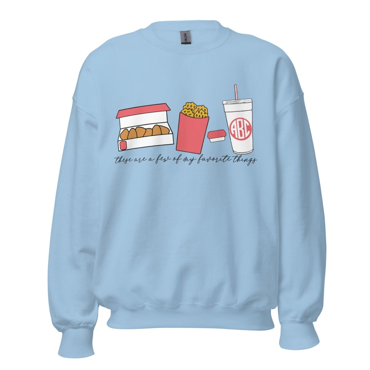 Monogrammed 'Favorite Things' Fast Food Crewneck Sweatshirt - United Monograms