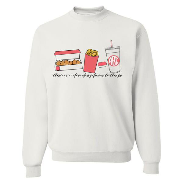 Monogrammed 'Favorite Things' Fast Food Crewneck Sweatshirt - United Monograms