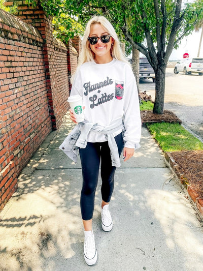 Monogrammed 'Flannels & Lattes' Crewneck Sweatshirt - United Monograms