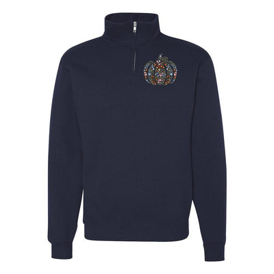 Monogrammed 'Floral Pumpkin' Quarter Zip Sweatshirt - United Monograms