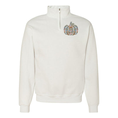 Monogrammed 'Floral Pumpkin' Quarter Zip Sweatshirt - United Monograms