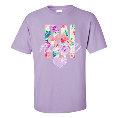 Monogrammed 'Floral RN' Basic T-Shirt - United Monograms