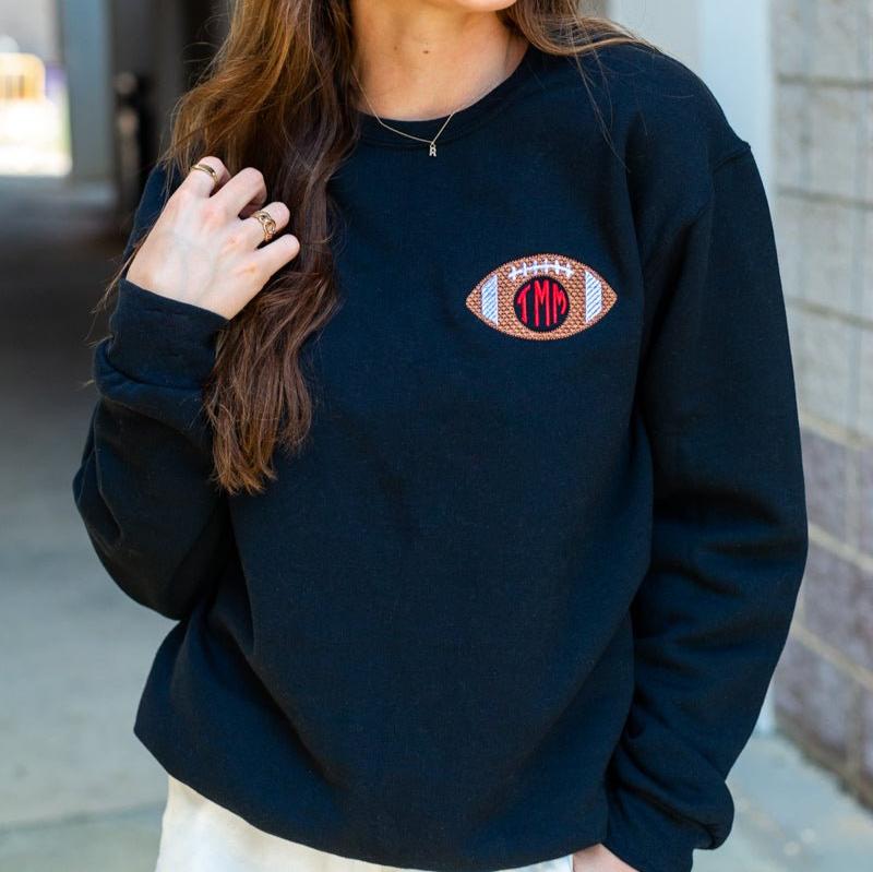 Monogrammed Football Crewneck Sweatshirt - United Monograms