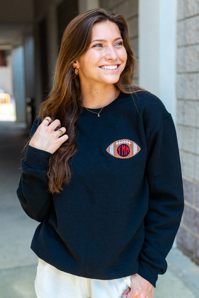 Monogrammed Football Crewneck Sweatshirt - United Monograms