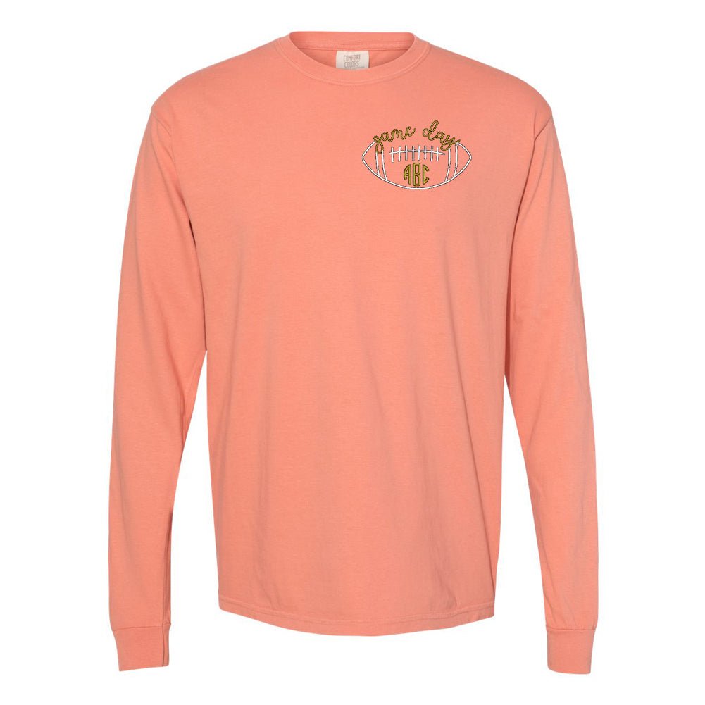 Monogrammed Football Game Day Comfort Colors Long Sleeve T-Shirt - United Monograms