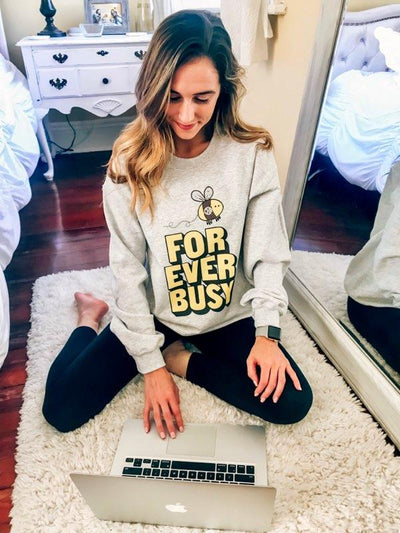 Monogrammed 'Forever Busy' Crewneck Sweatshirt - United Monograms