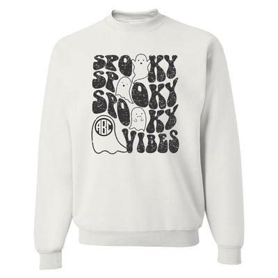 Monogrammed 'Ghost Spooky Vibes' Crewneck Sweatshirt - United Monograms