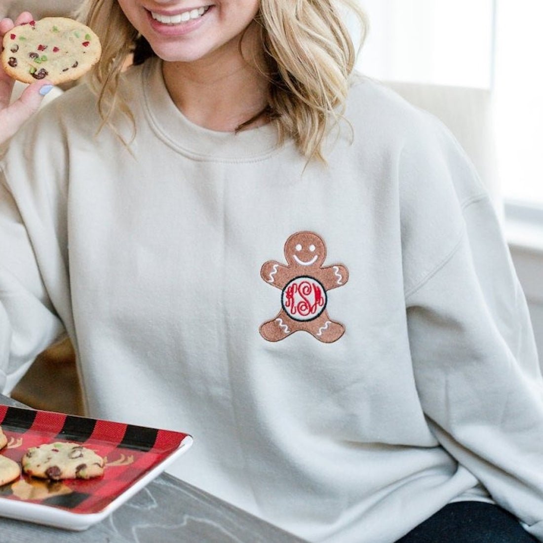 Monogrammed Gingerbread Man Crewneck Sweatshirt - United Monograms