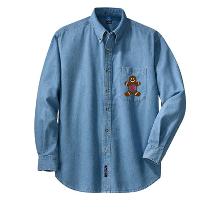 Monogrammed 'Gingerbread Man' Oversized Denim Shirt - United Monograms