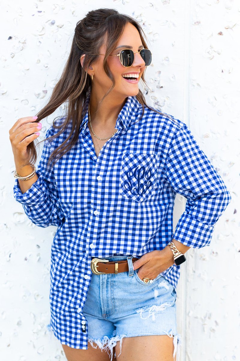 Monogrammed Gingham Button Down - United Monograms