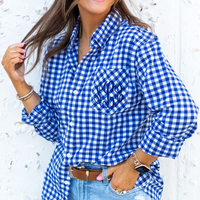 Monogrammed Gingham Button Down - United Monograms